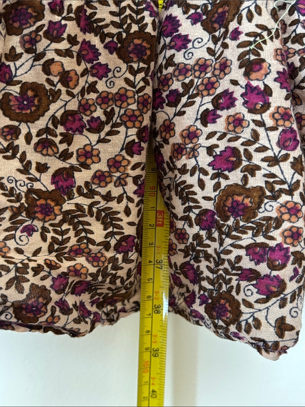 1970s Vintage Bohemian Floral Pink and Brown Midi Dress Kaiser 100% Cotton Flowy - Picture 9 of 11